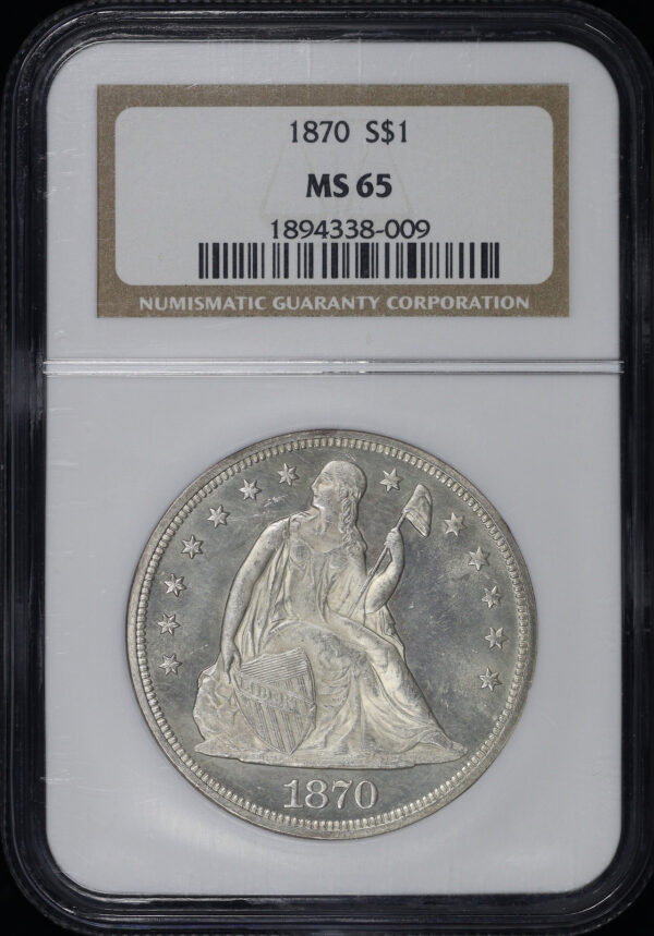 Obverse of this 1870 Liberty Seated Dollar NGC MS-65
