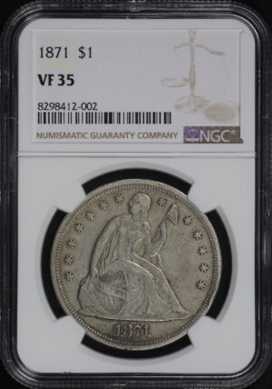 Obverse of this 1871 Liberty Seated Dollar NGC VF-35