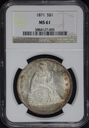 Obverse of this 1871 Liberty Seated Dollar NGC MS-61