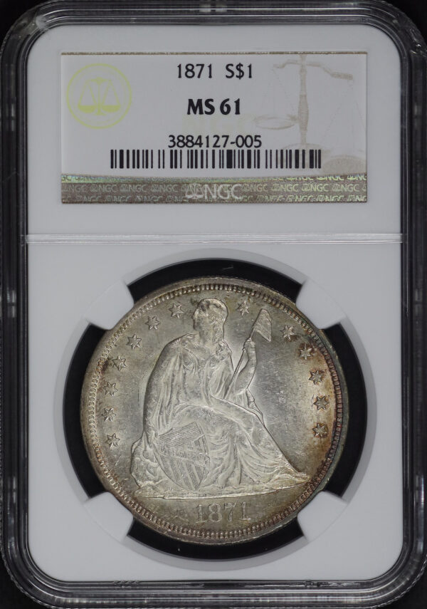 Obverse of this 1871 Liberty Seated Dollar NGC MS-61