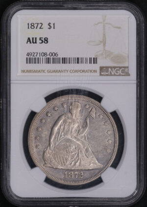 Obverse of this 1872 Liberty Seated Dollar NGC AU-58