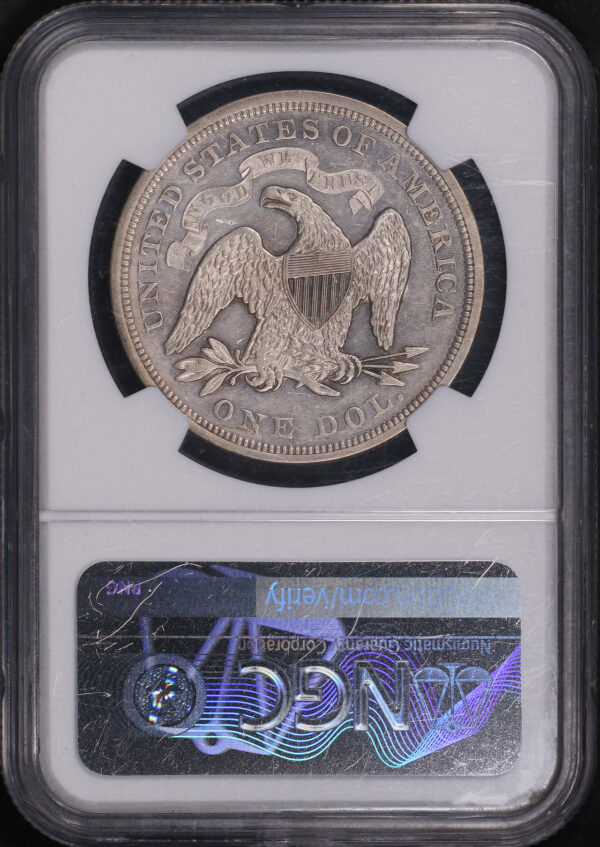 Reverse of this 1872 Liberty Seated Dollar NGC AU-58