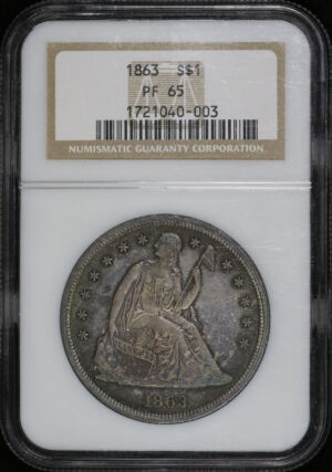 Obverse of this 1863 Liberty Seated Dollar NGC PF-65