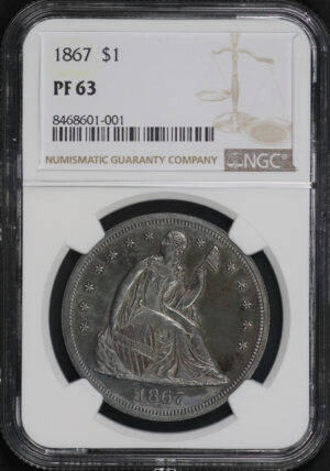 Obverse of this 1867 Liberty Seated Dollar NGC PF-63