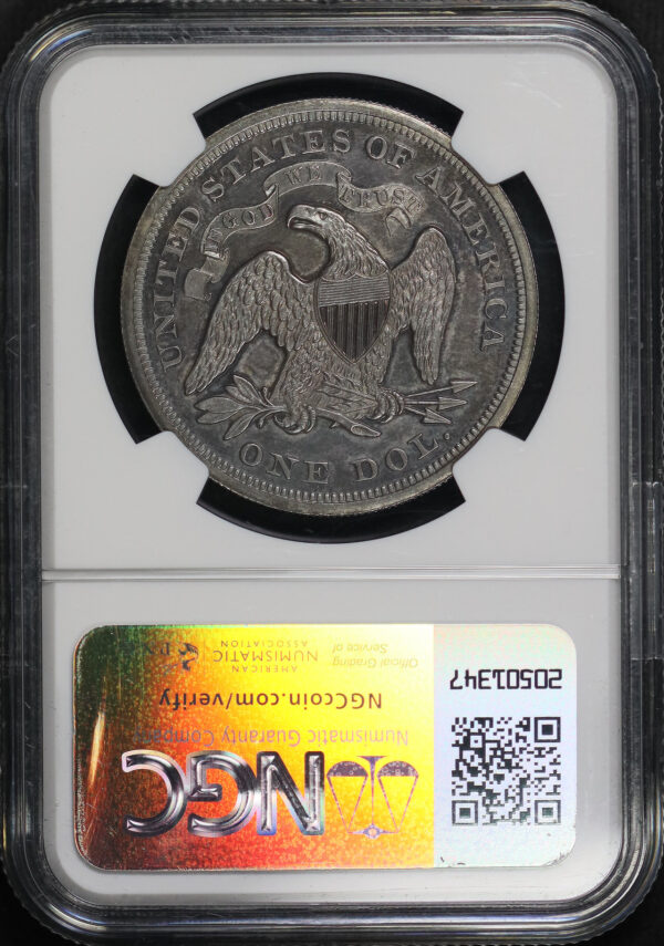 Reverse of this 1867 Liberty Seated Dollar NGC PF-63