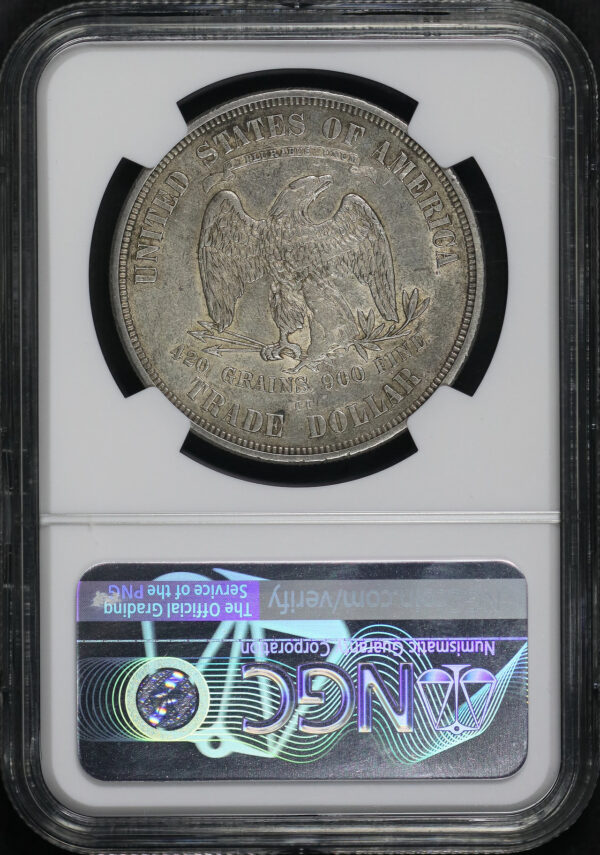 Reverse of this 1873-CC Trade Dollar NGC AU-55