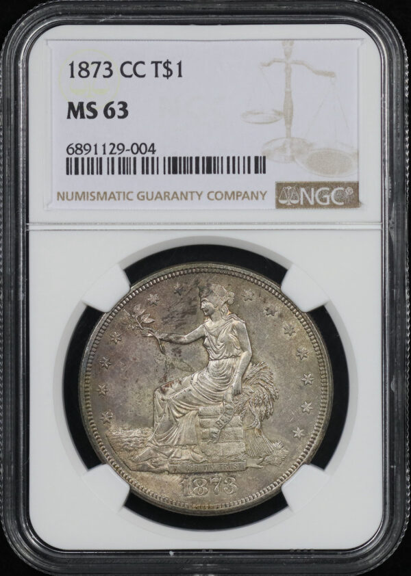 Obverse of this 1873-CC Trade Dollar NGC MS-63