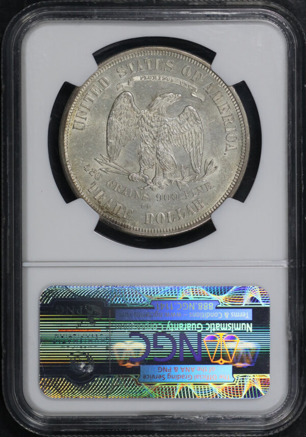 Reverse of this 1874-CC Trade Dollar NGC MS-61