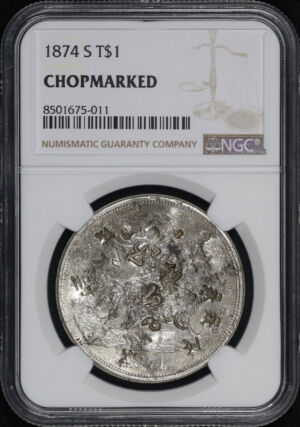 Obverse of this 1874-S Trade Dollar NGC Chopmarked
