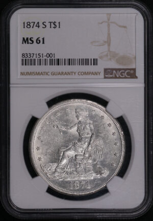 Obverse of this 1874-S Trade Dollar NGC MS-61