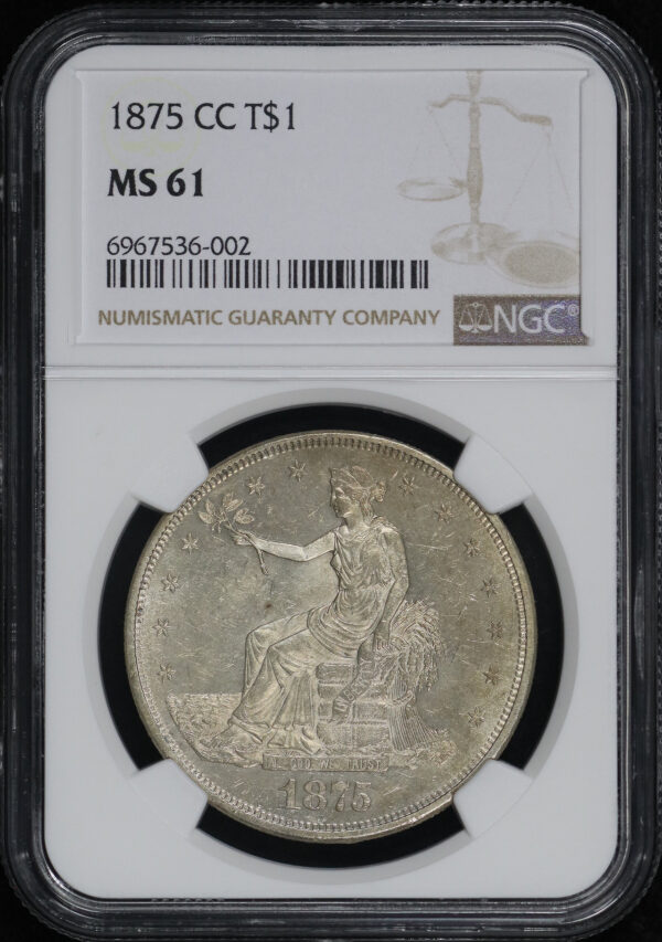 Obverse of this 1875-CC Trade Dollar NGC MS-61