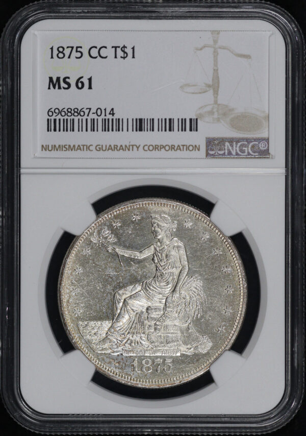 Obverse of this 1875-CC Trade Dollar NGC MS-61