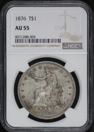Obverse of this 1876 Trade Dollar NGC AU-55