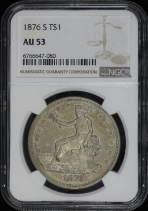 Obverse of this 1876-S Trade Dollar NGC AU-53