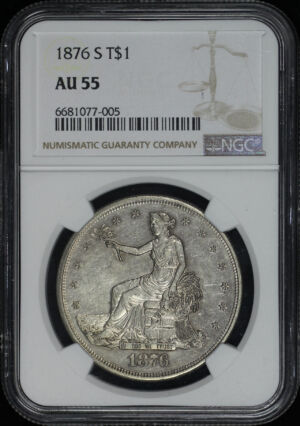 Obverse of this 1876-S Trade Dollar NGC AU-55