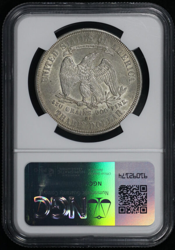 Reverse of this 1877-CC Trade Dollar NGC AU-55