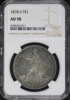 Obverse of this 1878-S Trade Dollar NGC AU-58