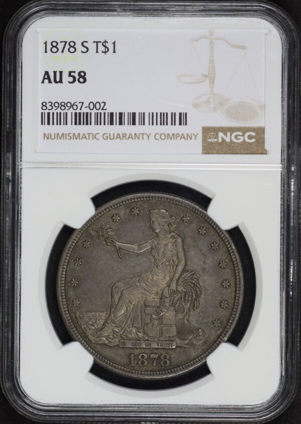 Obverse of this 1878-S Trade Dollar NGC AU-58