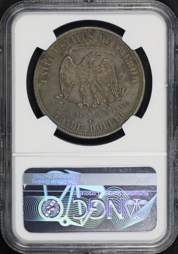 Reverse of this 1878-S Trade Dollar NGC AU-58
