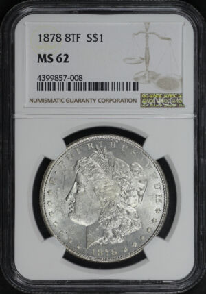 Obverse of this 1878 8TF Morgan Dollar NGC MS-62