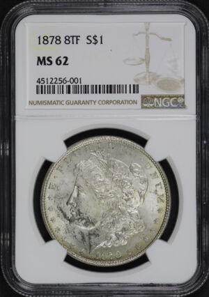Obverse of this 1878 8TF Morgan Dollar NGC MS-62