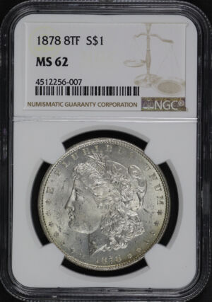 Obverse of this 1878 8TF Morgan Dollar NGC MS-62