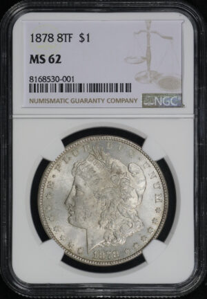 Obverse of this 1878 8TF Morgan Dollar NGC MS-62
