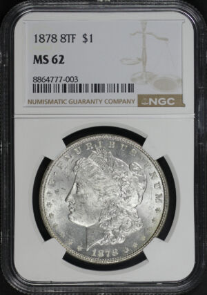 Obverse of this 1878 8TF Morgan Dollar NGC MS-62