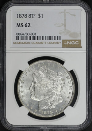 Obverse of this 1878 8TF Morgan Dollar NGC MS-62