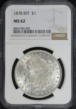 Obverse of this 1878 8TF Morgan Dollar NGC MS-62