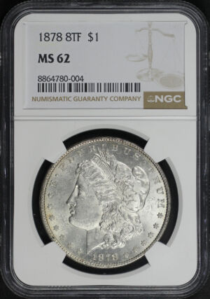 Obverse of this 1878 8TF Morgan Dollar NGC MS-62