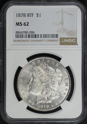 Obverse of this 1878 8TF Morgan Dollar NGC MS-62