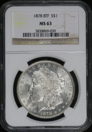 Obverse of this 1878 8TF Morgan Dollar NGC MS-63