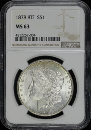 Obverse of this 1878 8TF Morgan Dollar NGC MS-63