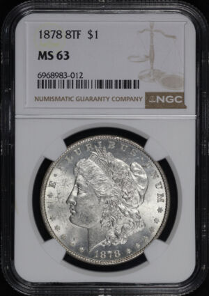Obverse of this 1878 8TF Morgan Dollar NGC MS-63
