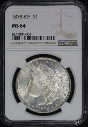 Obverse of this 1878 8TF Morgan Dollar NGC MS-64