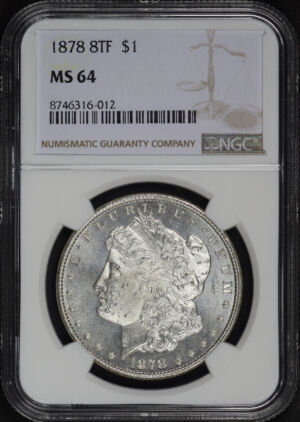 Obverse of this 1878 8TF Morgan Dollar NGC MS-64