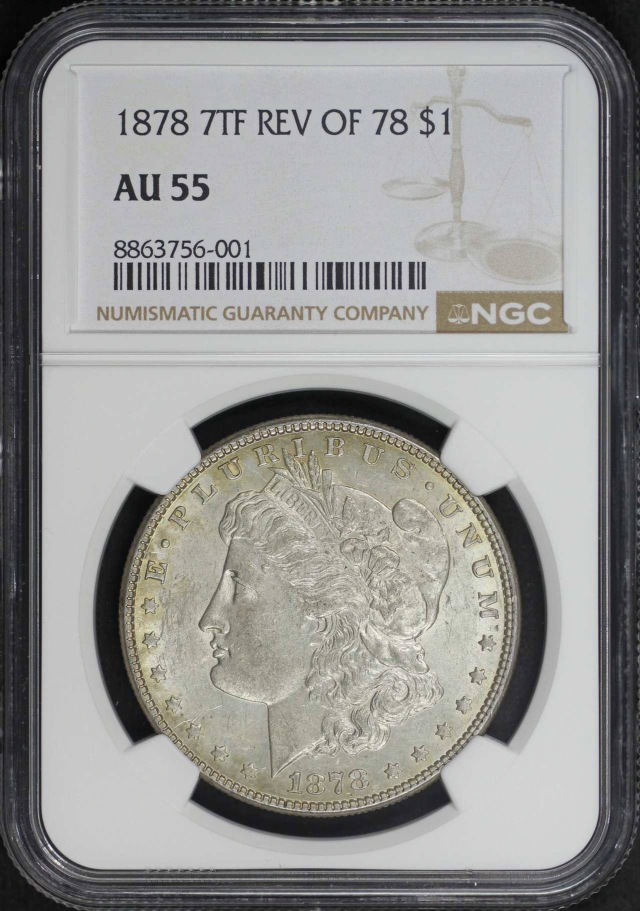 Obverse of this 1878 7TF Morgan Dollar Reverse of 1878 NGC AU-55