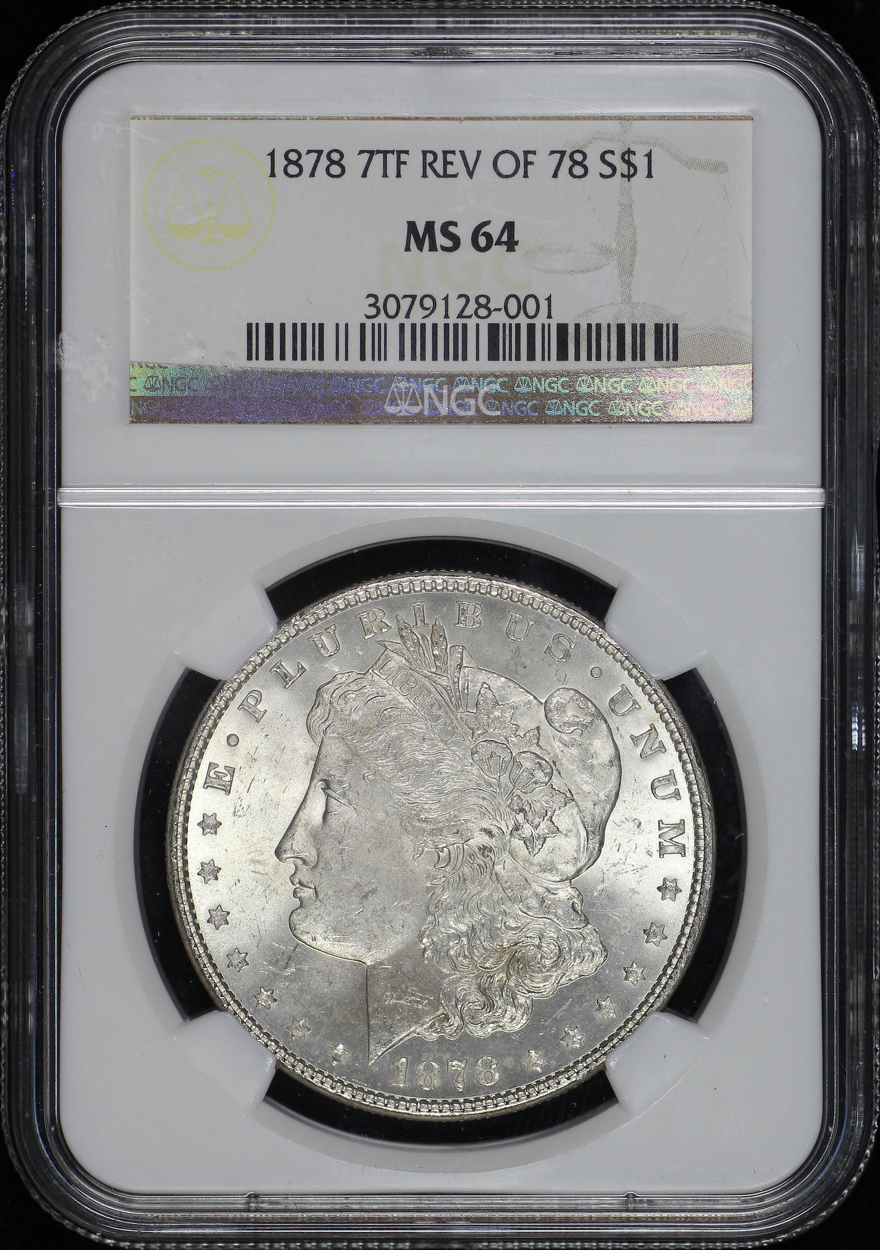 Obverse of this 1878 7TF Morgan Dollar Reverse of 1878 NGC MS-64