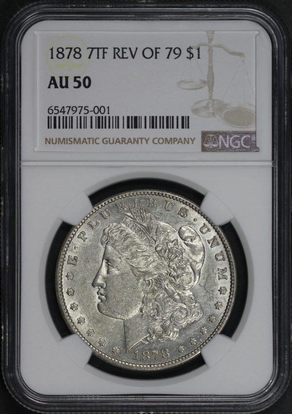 Obverse of this 1878 7TF Morgan Dollar Reverse of 1879 NGC AU-50