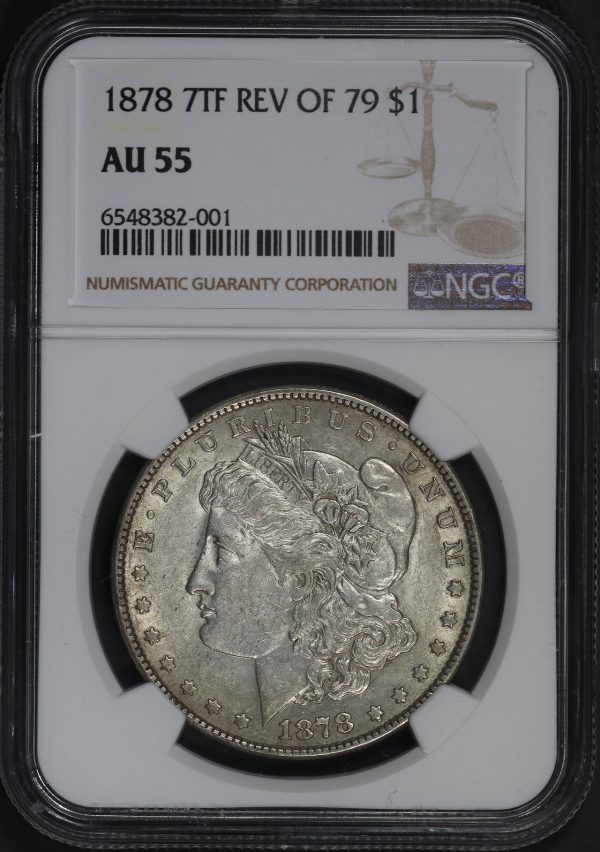 Obverse of this 1878 7TF Morgan Dollar Reverse of 1879 NGC AU-55