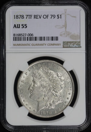 Obverse of this 1878 7TF Morgan Dollar Reverse of 1879 NGC AU-55