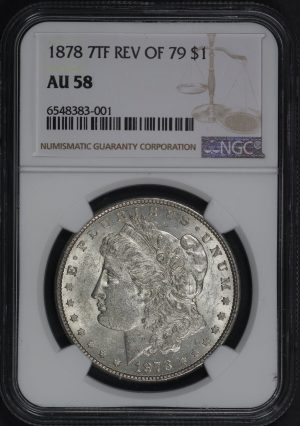 Obverse of this 1878 7TF Morgan Dollar Reverse of 1879 NGC AU-58