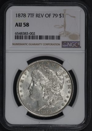 Obverse of this 1878 7TF Morgan Dollar Reverse of 1879 NGC AU-58