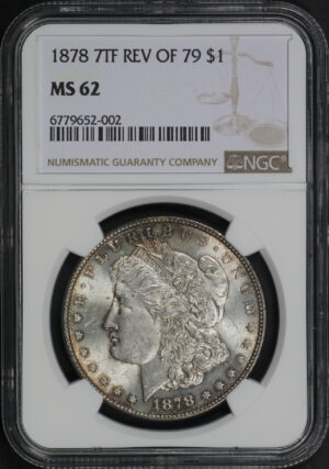 Obverse of this 1878 7TF Morgan Dollar Reverse of 1879 NGC MS-62