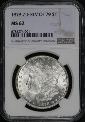 Obverse of this 1878 7TF Morgan Dollar Reverse of 1879 PCGS MS-62