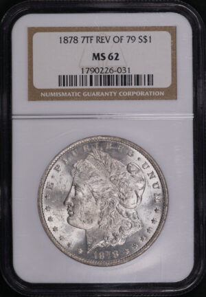 Obverse of this 1878 7TF Morgan Dollar Reverse of 1879 NGC MS-62