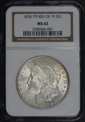 Obverse of this 1878 7TF Morgan Dollar Reverse of 1879 NGC MS-62