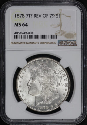 Obverse of this 1878 7TF Morgan Dollar Reverse of 1879 NGC MS-64