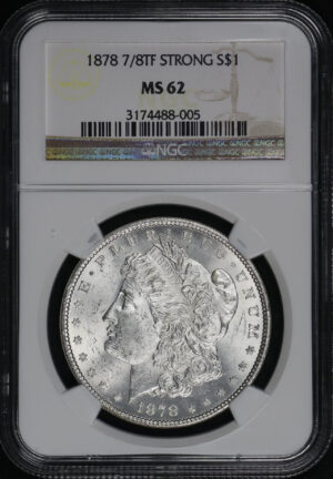 Obverse of this 1878 7/8TF Strong Morgan Dollar NGC MS-62